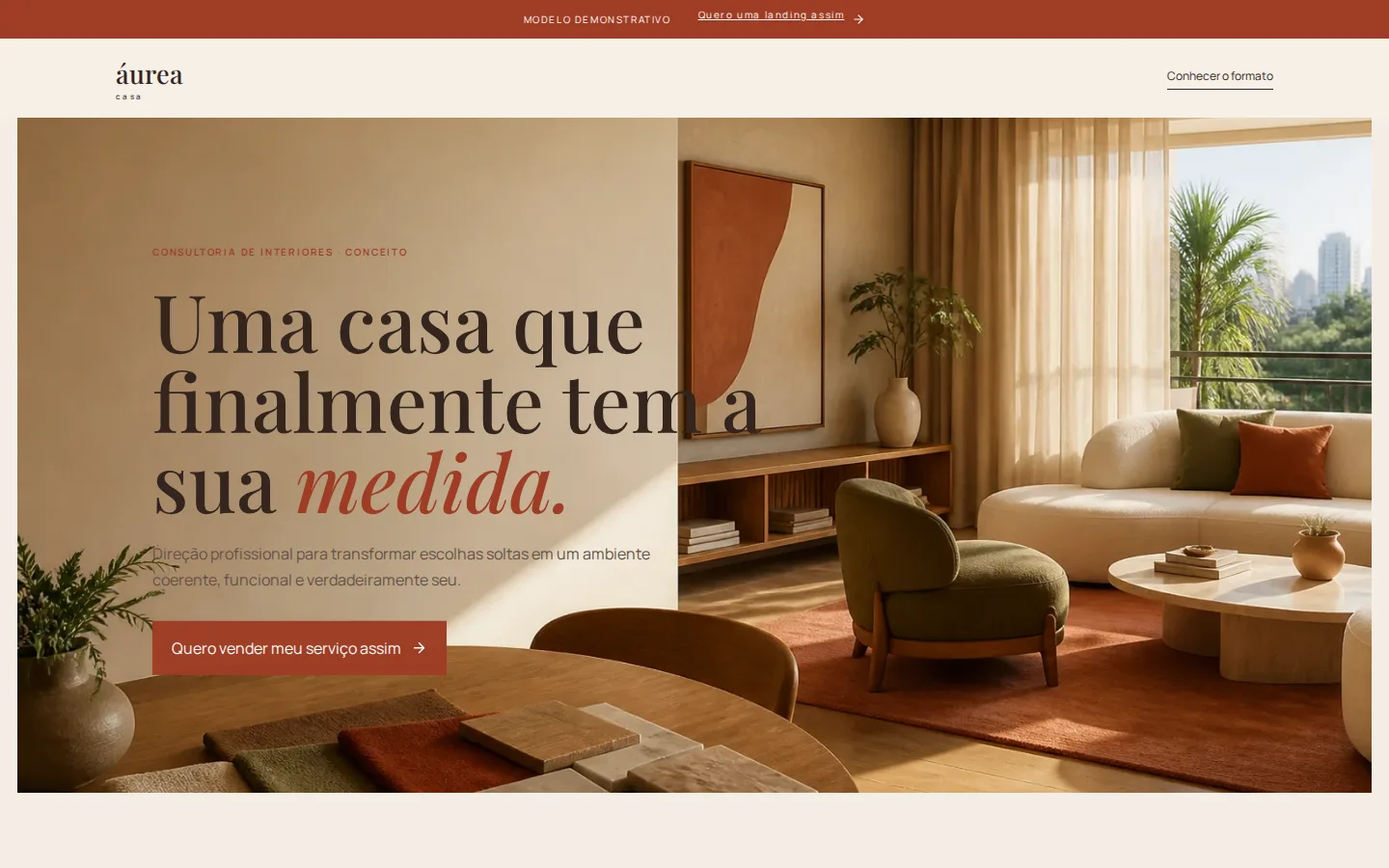Landing page demonstrativa Áurea Casa