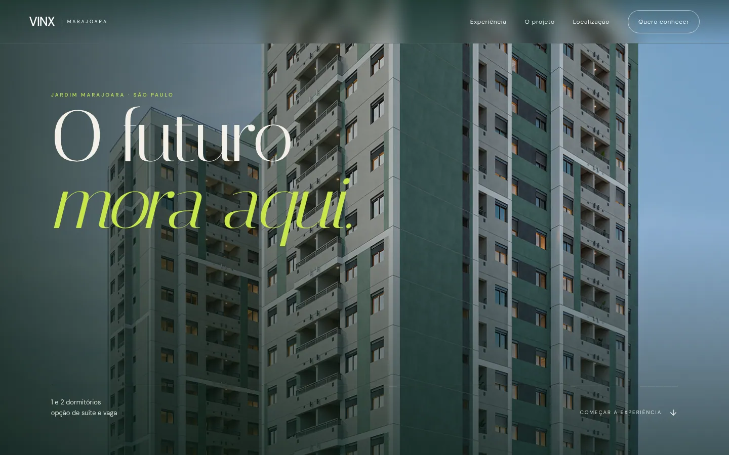 Página inicial do modelo imobiliário Vinx Marajoara